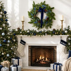 Fayoo 20 Inch Blue Berry Pine Winter Wreath Christmas Front Door Decor - Image 4