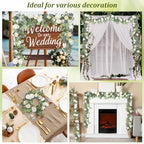 Aneco 4‑Pack 6 Ft White Artificial Eucalyptus Rose Garland Vine - Image 7