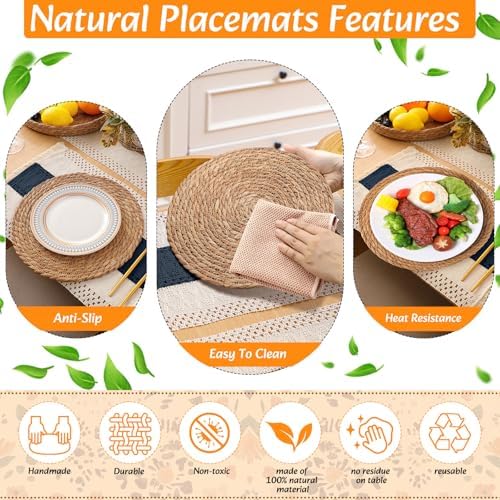 4 Sets Dining Table Decoration Boho Placemat, Blue, 12x72 - Image 6