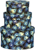 Sarah's Hat Boxes – Peacock Feathers Decorative Gift Box Set of 3 | Elegant Reusable Storage Boxes for Gifts, Keepsakes, Jewelry, or Special Items | Unique Printed Design by SarahsHatBoxes