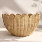 Scalloped Wall Basket, Wicker Wall Baskets, Hanging Wicker Basket, Handwoven Wall Mounted Storage Basket - 15.76 x 10 x 7 Inch, for Bathroom Bedroom Kitchen Entryway Decor - Image 3