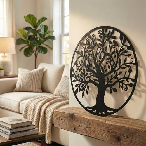 DEKADRON Metal Wall Art - Tree of Life - Family Tree Metal Wall Decor Home Office Decoration Bedroom Living Room Decor (17" W x 18" H/44x46cm) - Image 3