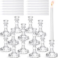 Suclain 24 Pcs Glass Candle Holder Set 12 Candlestick White Candles,Clear by Suclain