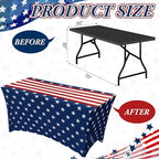 Frienda 2 Pcs Veterans Day Tablecloth 6ft Patriotic Stretch Table Covers - Image 3