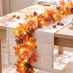 Lewondr 6ft Fall Garland with Lights for Mantel, 20 LED, Fruits & Dahlia by Lewondr