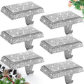 Huwena 6 Pcs Metal Christmas Stocking Holders Shiny, Silver by Huwena