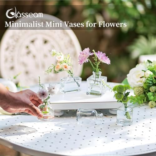 Glasseam Mini Bud Vases for Centerpieces: Clear Small Flower Vase Set of 20 Cute Tiny Glass Vases for Flowers Modern Decorative Wedding Table Centerpiece for Dining Room Decoration - Image 3