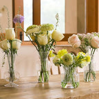12 Pcs Ribbed Glass Bud Vases Set, 4 Styles Clear Small Flower Vases - Image 7