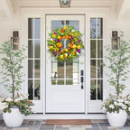 Spring Wreaths for Front Door 24 Inch,Spring Summer Wreath with Colorful Tulip,Eucalyptus and Ferns,Tulip Wreath for Indoor Outdoor Farmhouse Home Porch Wall Decor - Image 6
