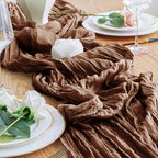 Cheesecloth Table Runner 10FT 12Pcs Brown Boho Gauze Rustic Sheer Runners - Image 6