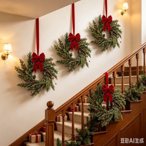 6 Pcs Small 4th of July Hanging Wreaths for Cabinets Patriotic Mini Candle Ring Wreath with Red White Blue Flowers Artificial Independence Day Wreath for Front Door (4, Mini Red Berries) - Image 7