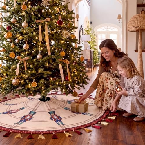 Blueweenly 48 Inch Christmas Tree Skirt Nutcracker Tree Skirt - Image 5