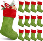 Shinymoon 12 Pcs Christmas Stocking 18 Inch Large Xmas Stocking Ornaments Bulk Faux Fur Fireplace Tree Decor for Party by Shinymoon