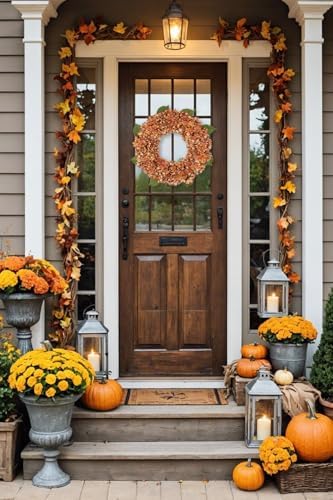 Fall Wreaths for Front Door 22 inch Autumn Wreath with Hydrangeas - Image 3