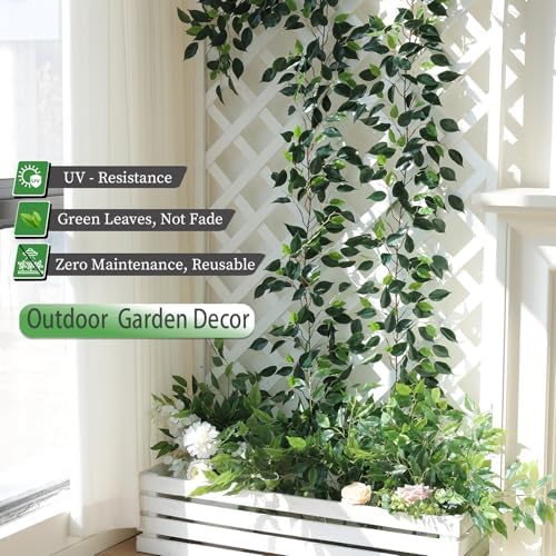 mizii 5 Packs 390" Artificial Vines Ficus Garland Fake Vine Silk Green Leaves Faux Plants Greenery Decoration for Bedroom Room Wall Party Table Centerpieces Wedding Arch Decor - Image 5