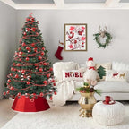 Christmas Tree Collar, 26.3" Red Velvet Foldable Tree Ring Skirt for Pencil Tree, Rustic Farmhouse Tree Stand Base Cover for Artificial Trees, Xmas Holiday Home Décor - Image 6