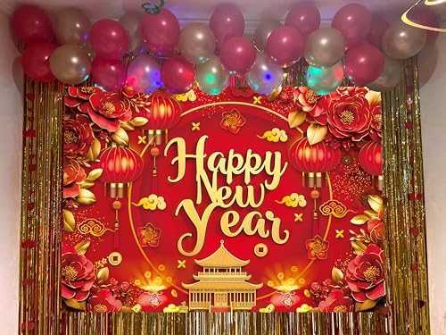 Chinese New Year 2027 Backdrop 10x8FT Red Lantern Traditional Happy Lunar New Year Photography Background Chinese Spring Festival Party Decorations Supplies Photo Props - Image 4