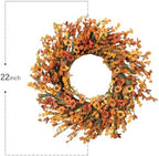 20 Inch Fall Wreath with Green Leaves and Yellow Daisies - Artificial Grains Flower Wreath for Front Door, Farmhouse Decor Indoor & Outdoor Wedding Wall Home Decor - Image 3