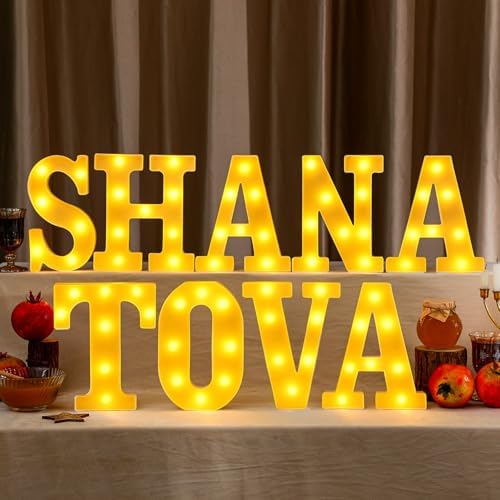 Aurelema 9 Pcs Rosh Hashanah Decorations Shana Tova LED Letter Lights Sign by Aurelema