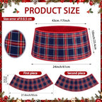 24'' Christmas Tree Collar Navy Blue Tartan Plaid Velvet Christmas Decor - Image 2