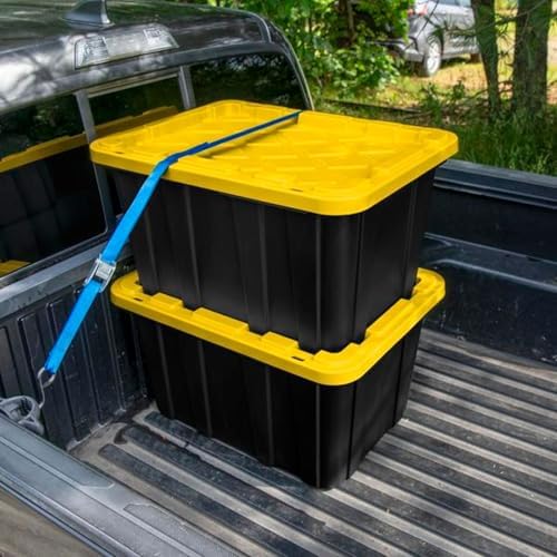 Sterilite Industrial Storage Tote with Lids for Garage, 27 Gallon, 12-Pack - Image 4