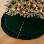 60 Inch Large Christmas Tree Skirt, Dark Green Velvet with Ruffled Edge for Big Trees Decorations for Home Party Festival - Image 2