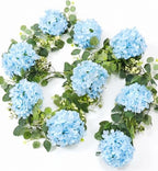 6ft Light Blue Hydrangeas Artificial Floral Garland Decoration for Mantle by Maysing