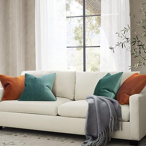 YCOLL Burnt Orange Pillow Covers 26x26 Set of 2 Velvet Striped Pattern - Soft Throw Pillows for Home Decor, Luxury Decorative Pillow Covers for Couch, Bed,Living Room - Image 4