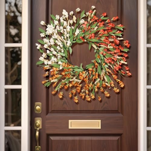 24'' Spring Wreaths for Front Door Autumn Wreath,Spring Wreath Fall Decorations for Home Window Wall Porch Farmhouse Wedding Home Decor Fall - Image 6