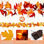 2Pack 9Ft 50 LED Maple Leaf Garland Battery Operated with Timer,8 Modes Waterproof Fall Decorations for Home Fall Garland with Lights for Fall Thanksgiving Table Harvest Home Indoor Decorations - Image 2