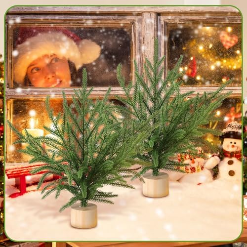 Soulchen 6 Pcs Norfolk Pine Christmas Tree, 12" Artificial Tree with Base - Image 4