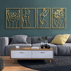 Glamativity 4 Pack Gold Wall Art Decor, Minimalist Single Line Real Metal Wall Art, Woman's Body Shape Abstract Wall Art (Gold Classic Style, 17 x 11.8'') by MetalWallD%C3%A9cor-MakeYourHomeAmazing