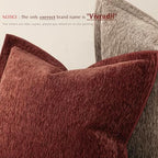Decorative Chenille Luxury Throw Pillow Covers with Wide Edge, Textured Solid Pillowcases, Soft Velvet Cushion Cover Home Décor for Couch Sofa Chair Bed,18×18 Inch, Set of 2, Burgundy Red - Image 3