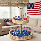 Horse Rustic Wooden Tiered Tray, 18.5x12.5 2 Tier Farmhouse Decor Cupcake Stand, Round Serving Tray for Home Kitchen Shelf Dinning Table Seasonal & Independence Day,Halloween,Christmas Decorations - Image 7