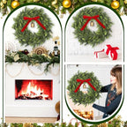 20 Inch Artificial Cedar Wreath Christmas Wreath for Front Door - Image 4