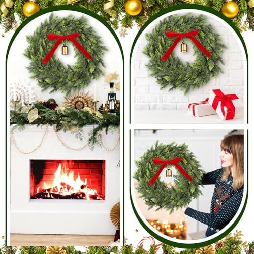 20 Inch Artificial Cedar Wreath Christmas Wreath for Front Door - Image 4