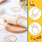 Sliner 100 Pcs Pearl Napkin Rings, Gold Table Napkin Holder Buckles for Dinning Table Setting Christmas Wedding Party Supplies - Image 5