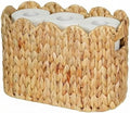 Scalloped Toilet Paper Basket, Tall Narrow Water Hyacinth by Rattanzenith