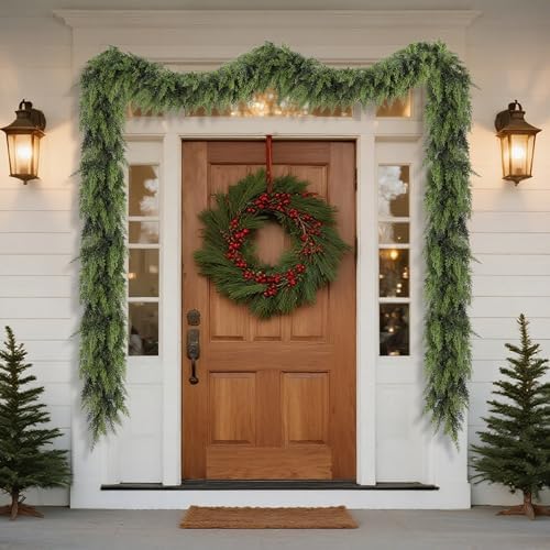 yofit 9FT Real Touch Cedar Christmas Garland for Mantle Fireplace - Image 6