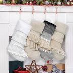 BHD BEAUTY New Farmhouse Bohemian Style Christmas Stocking Set of 4 Tassel Xmas Stocking Boho Macrame Decorations Mantel Hanging Ornament for Xmas Holiday Party by bhdbeauty