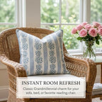 Jillien Harbor “The Juliet” Floral Block Print Pillow Cover – Soft Blue and Off-White Decorative Throw Pillow Cover – Grandmillennial Home Decor, 20" x 20" - Image 3