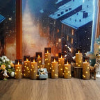 Flameless LED Candles with Timer 24 Pc Flickering Flameless Candles for Romantic Ambiance and Home Decoration Stable Acrylic Shell,with Embedded Star String，Battery Operated Candles（Grey） - Image 6