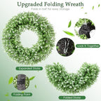 22“ Boxwood Wreath for Front Door,Spring Wreaths for Front Door, Farmhouse Door Wreath Outdoor Indoor for All Seasons Decor - Image 4