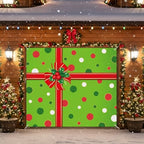 HunnmingRe 7 x 8 ft Christmas Garage Door Cover, Red and Green Polka Dots - Image 5