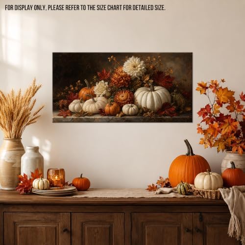 WAXWHELK Pumpkin Fall Canvas Wall Art, Autumn Thanksgiving Rustic Farmhouse Painting Pictures Artwork for Bedroom Living Room Home Decor (12"x24") - Image 2