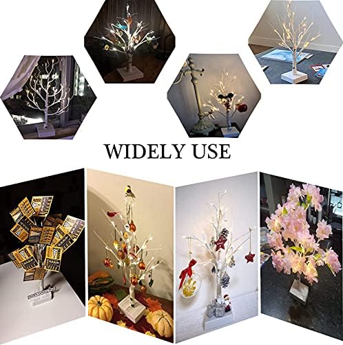 Hairui Lighted Birch Tree with Timer 24 LED 18IN Battery Operated Pre-lit Tree for Home Wedding Party Decoration Tabletop Centerpiece Inside - Image 6
