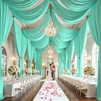 10 Panels 5ft(W) x 20ft(H) Mint Green Ceiling Drapes for Wedding Parties by PartyVillage
