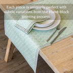 Over&Back 18x108 Hand-Blocked Printed Cotton Table Runner - Washable Table Runners for a Custom Home Decor Tablescape - Perfect for Coffee Table, Dinner Table, Living Room, and More - Green Leaf - Image 3