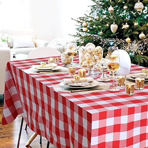 ShinyBeauty 4-Pack 54x54-Inch Red & White Checkered Tablecloths | Cotton Gingham Table Covers | Wrinkle-Free, Durable, Perfect for Christmas, Parties, and Outdoor Events - Image 2
