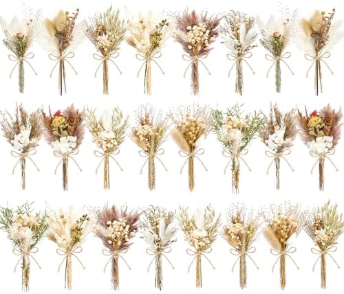 12/24PCS Handmade Dried Flower Bouquet with Stems Natural Dried Wildflowers 7.5 Inch Mini Dry Flowers for Vase Farmhouse Decor, Wedding Styling, Photography Props, Gift DIY(24pcs, Rustic) by Unknown
